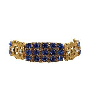 JBK Camrose Kross Gold Tone Bracelet Blue Clear Rhinestones No Box No Papers